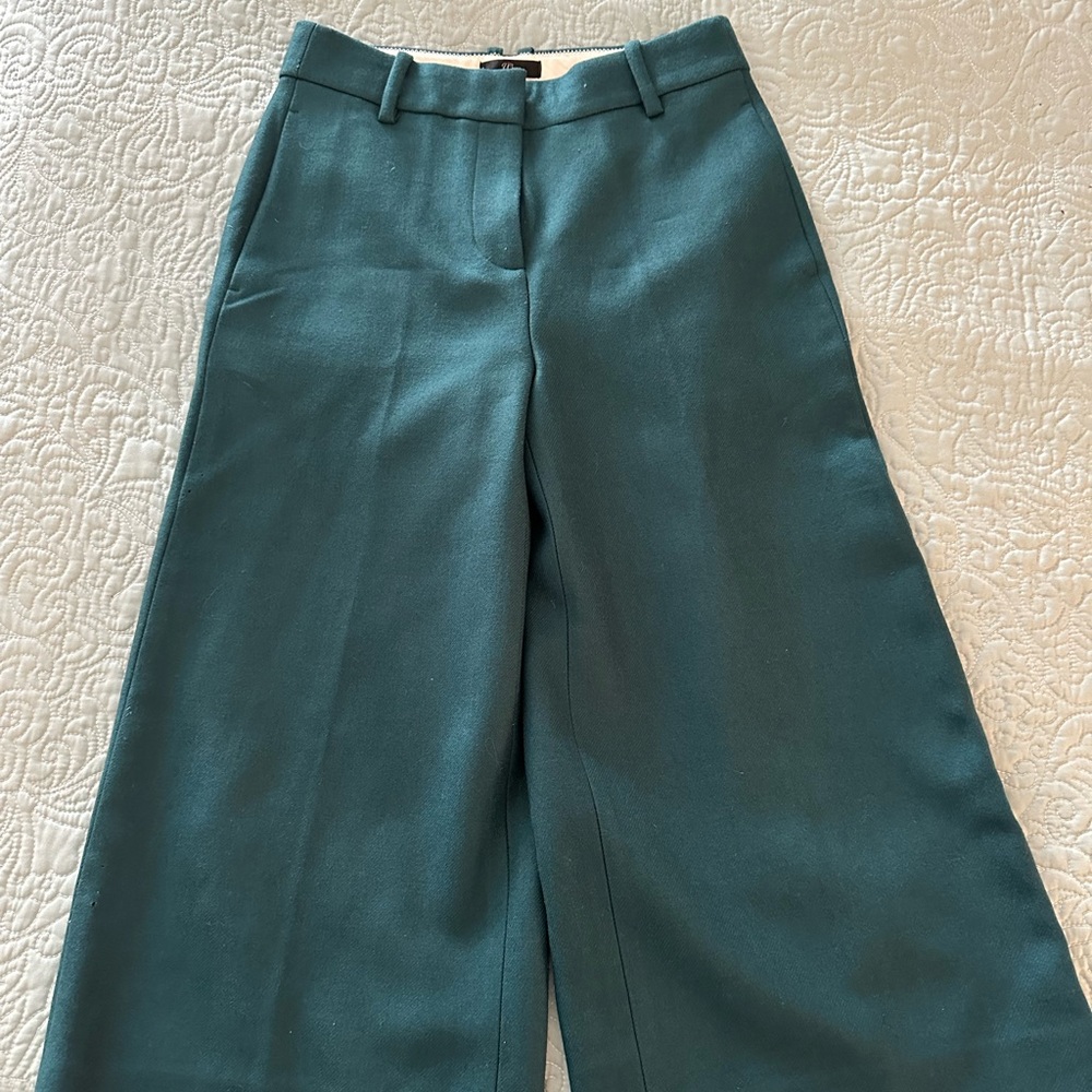 NWOT J. Crew Hunter Green Wide Leg Cropped Pants